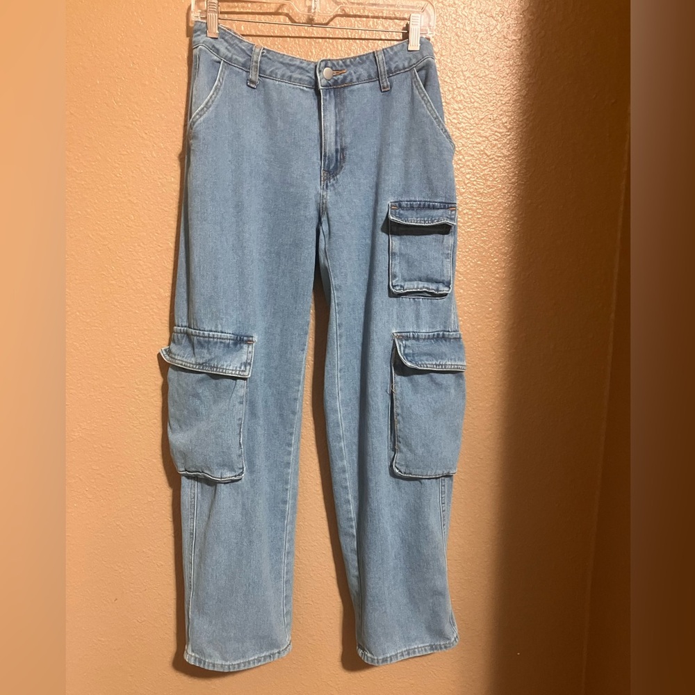 SHEIN Light Blue Denim Pants